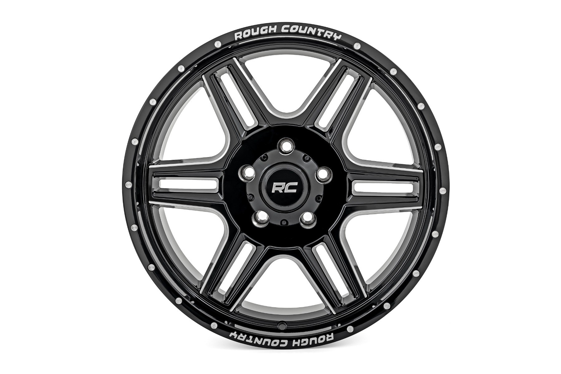 Rough Country 92 Series Wheel Machined One-Piece Gloss Black 18x9 5x5 +0mm