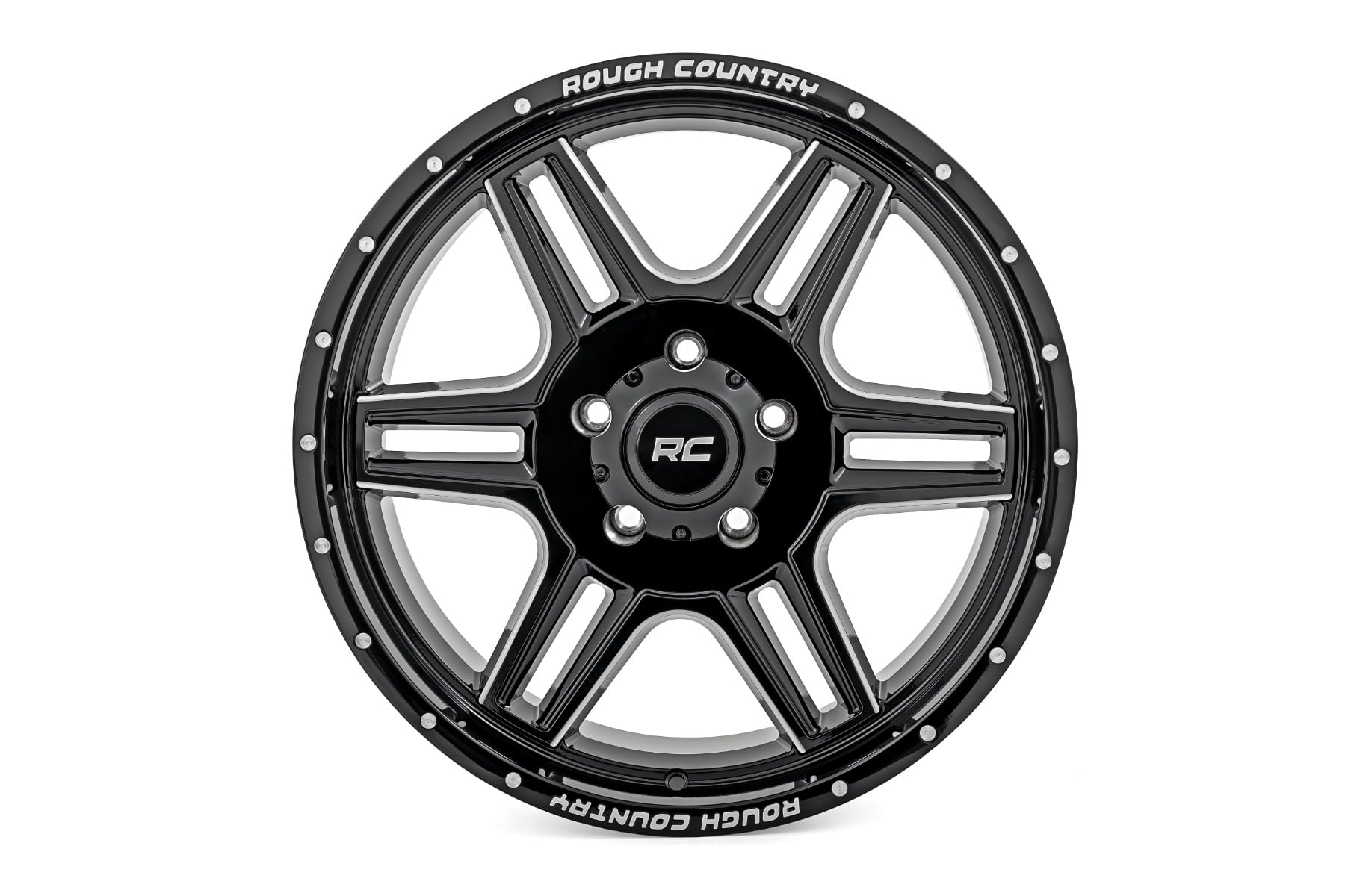 Rough Country 92 Series Wheel Machined One-Piece Gloss Black 18x9 6x5.5 +0mm
