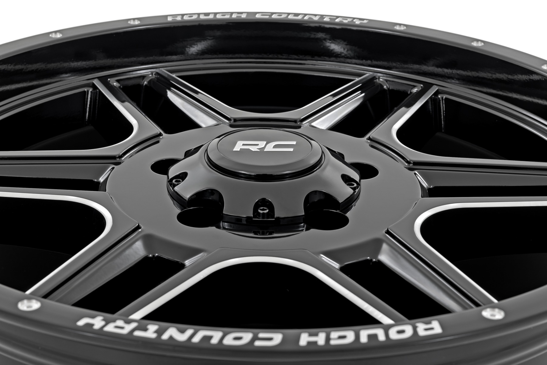 Rough Country 92 Series Wheel Machined One-Piece Gloss Black 18x9 5x5 +0mm