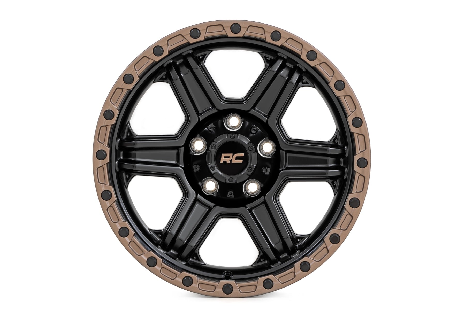 Rough Country 79 Series Wheel One-Piece Semi Gloss Black w/Bronze Ring 18x9 6x5.5 +18mm