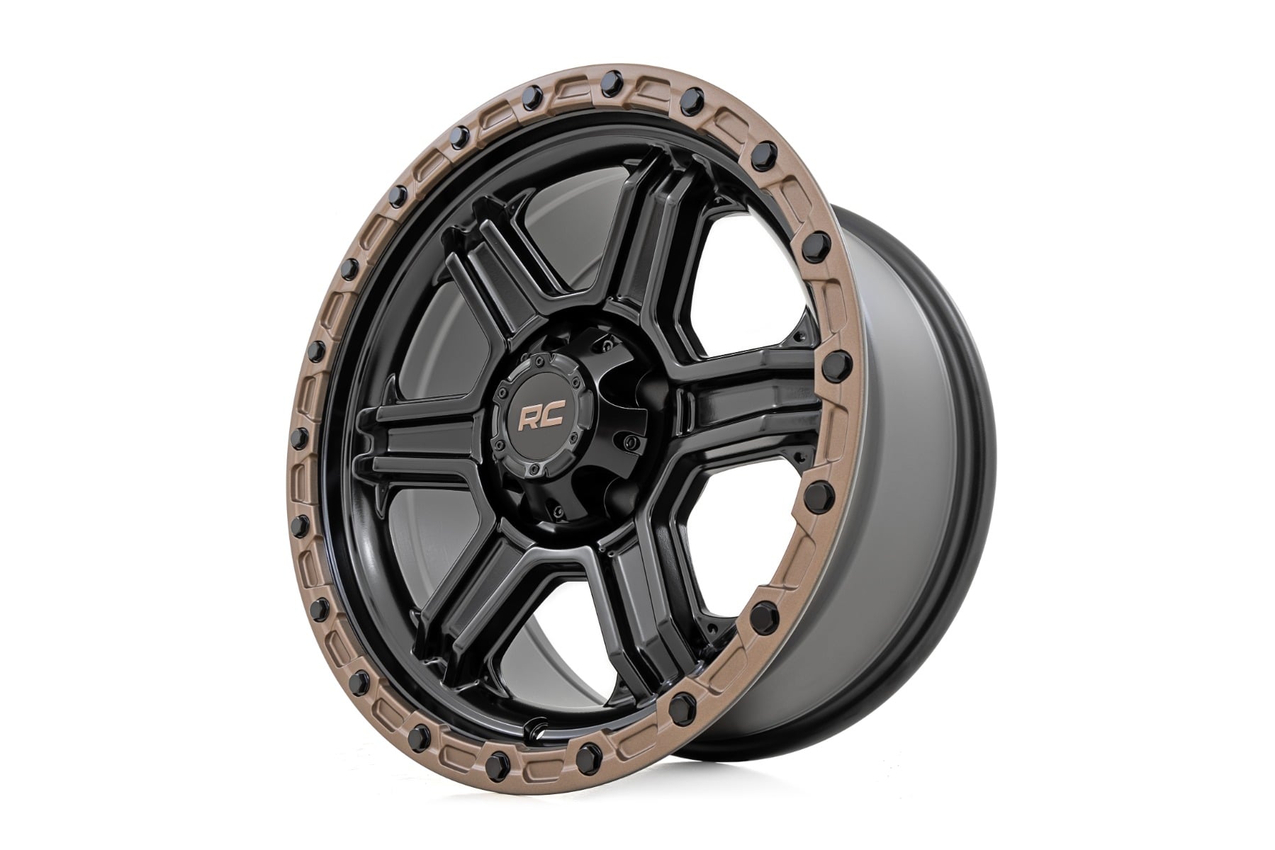 Rough Country 79 Series Wheel One-Piece Semi Gloss Black w/Bronze Ring 17x8.5 5x5 0mm