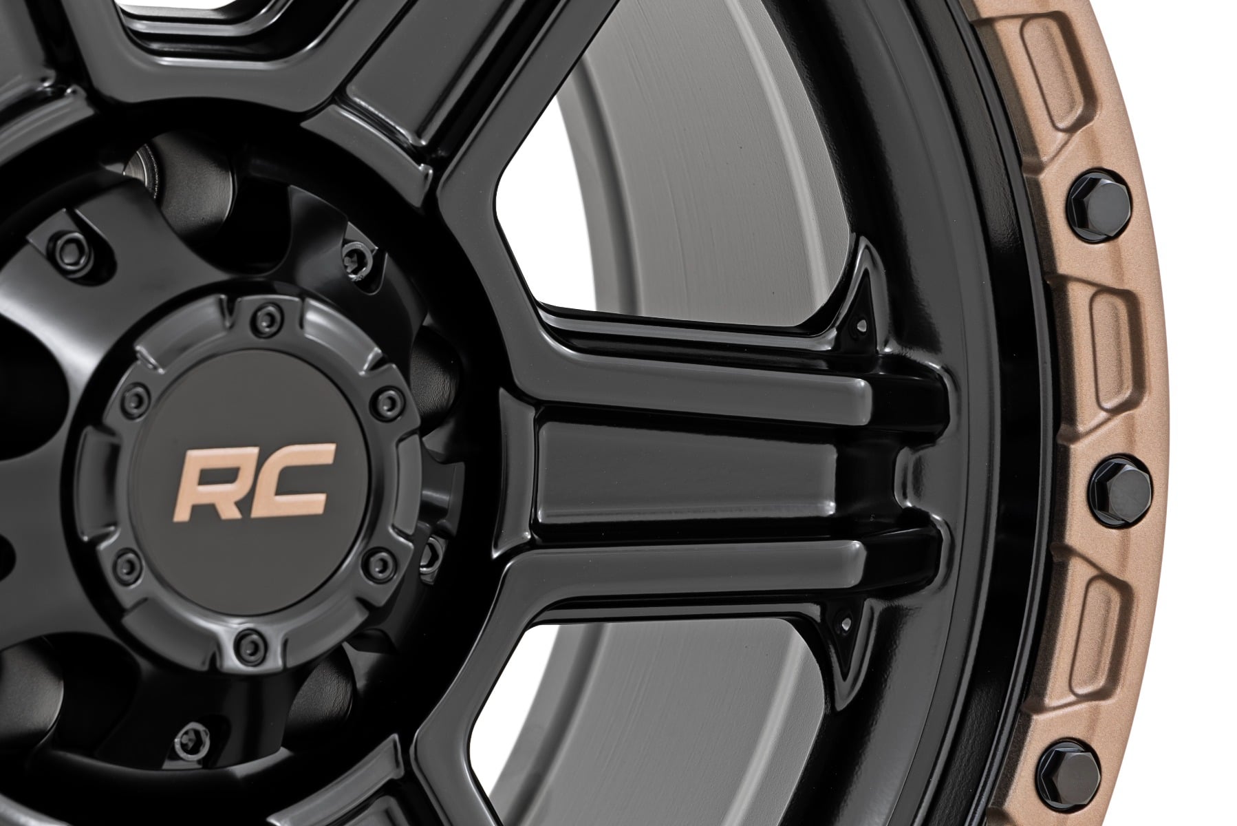 Rough Country 79 Series Wheel One-Piece Semi Gloss Black w/Bronze Ring 17x8.5 5x4.5 0mm