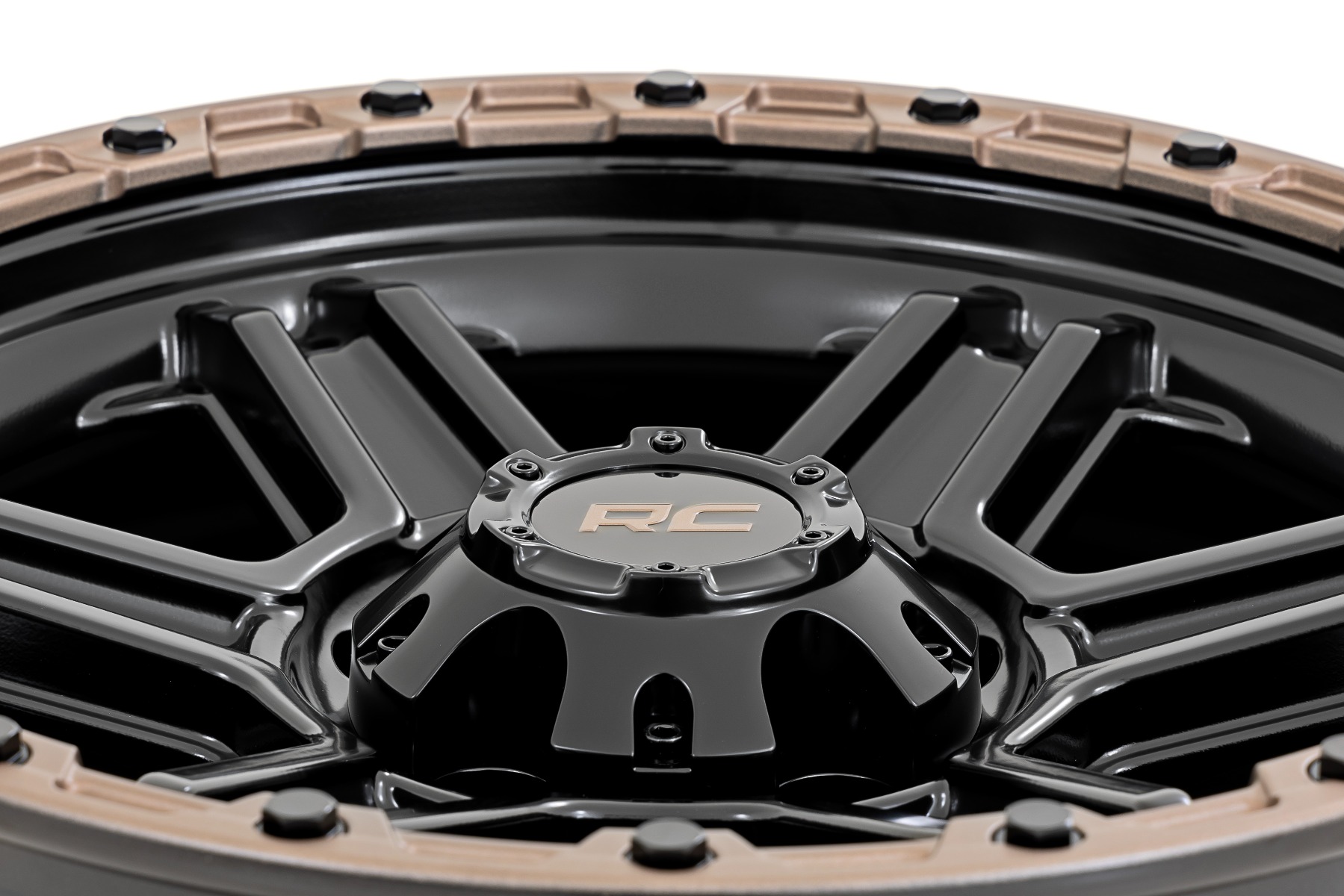 Rough Country 79 Series Wheel One-Piece Semi Gloss Black w/Bronze Ring 17x8.5 6x135 0mm