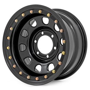 Rough Country Steel Simulated Beadlock Wheel Black 15x8 5x4.5 3.30 Bore -19