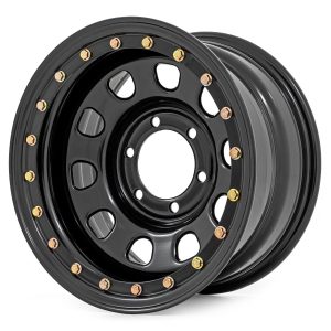 Rough Country Steel Simulated Bead Lock Wheel Black 17x9 5x5 3.30 Bore -12