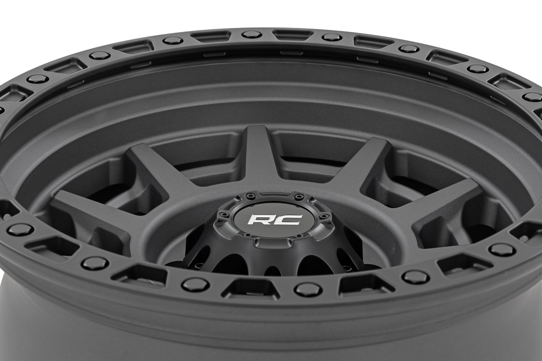 Rough Country 85 Series Wheel Simulated Beadlock Gunmetal Gray/Black 17x9 5x4.5 -12mm