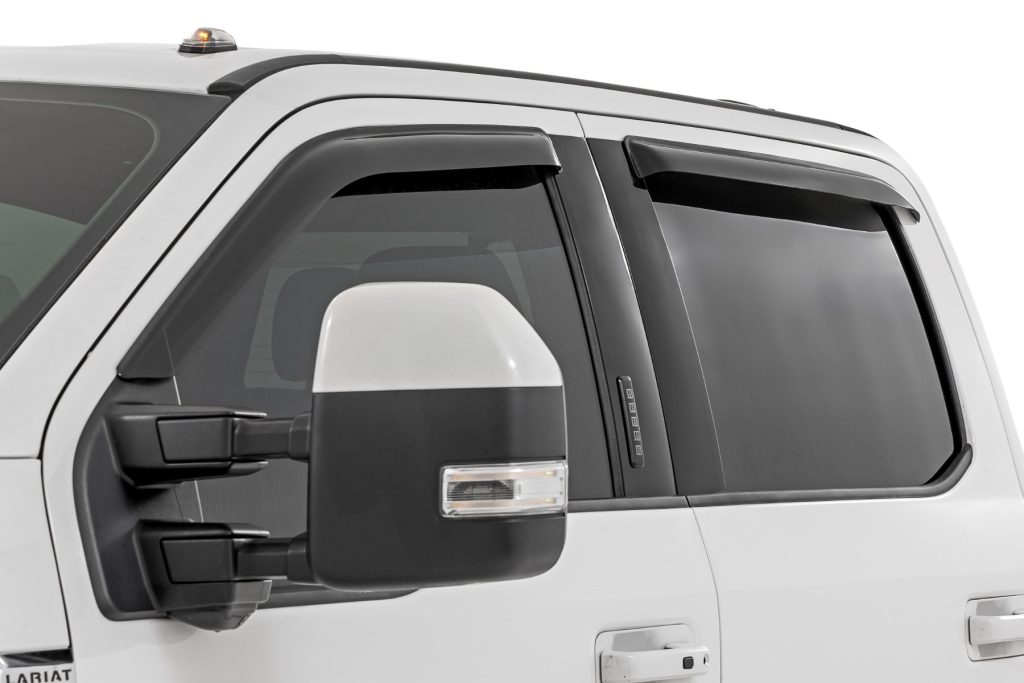 Rough Country Side Window Deflectors Tape On Rain Guard Ford F-150/Lightning/F-250/F-350/Raptor (15-26)