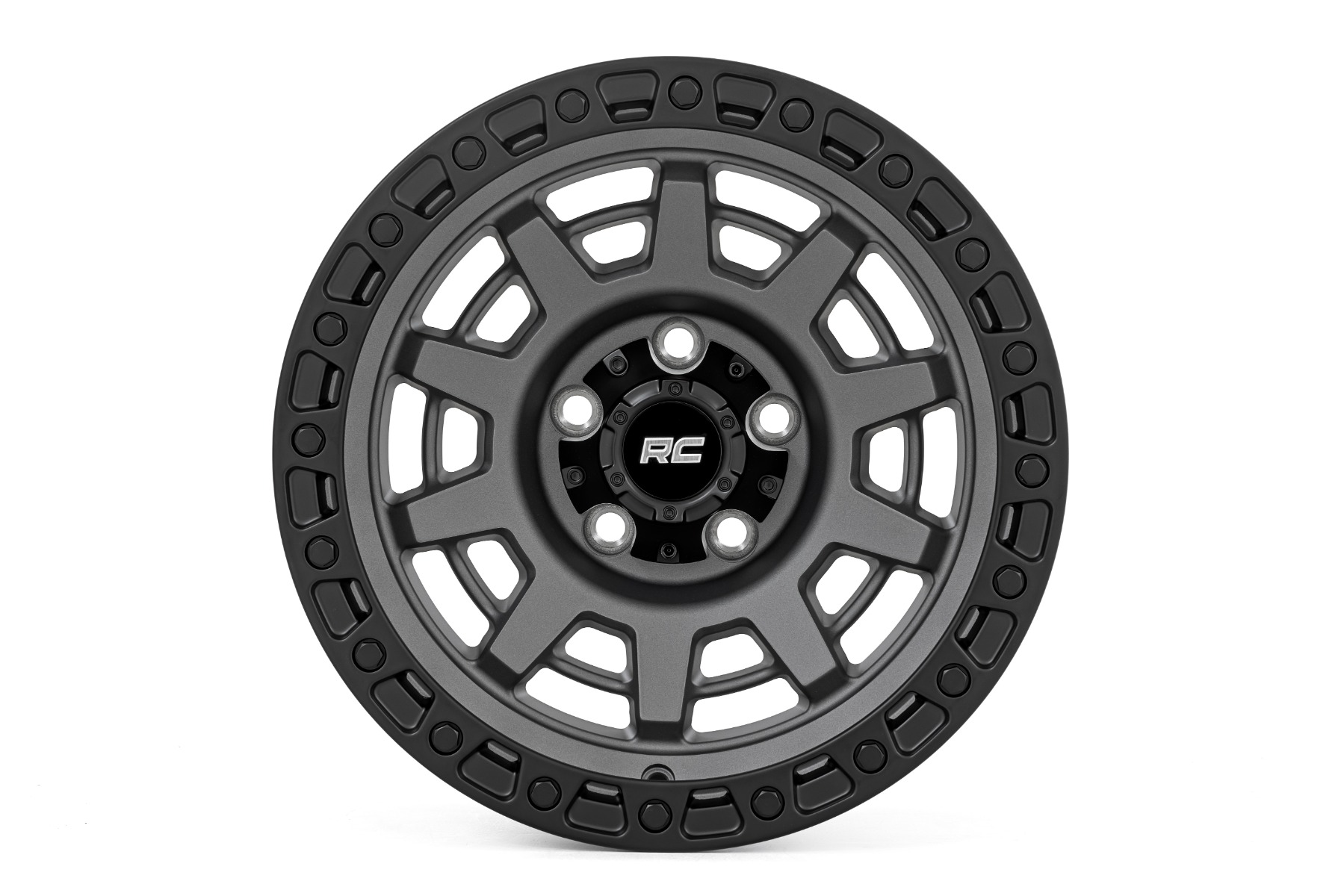 Rough Country 85 Series Wheel One-Piece Gunmetal Gray/Black 15x8 5x4.5 -19mm