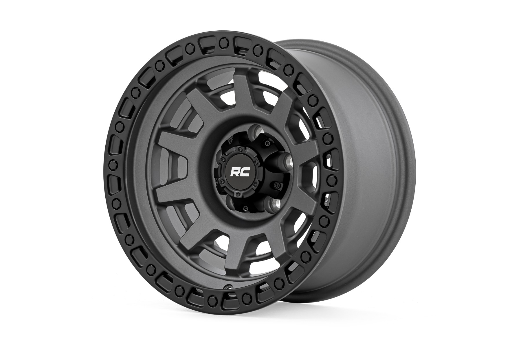 Rough Country 85 Series Wheel One-Piece Gunmetal Gray/Black 15x8 5x5.5 -19mm