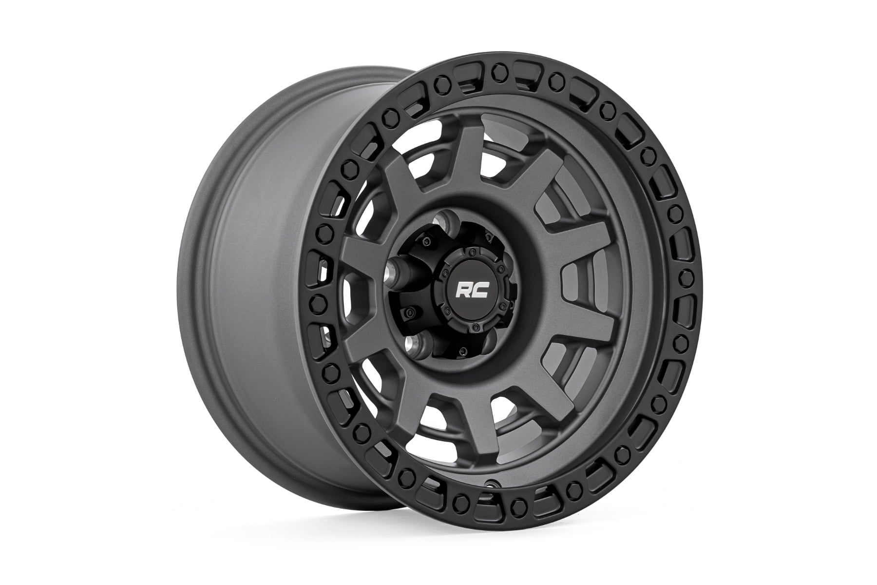 Rough Country 85 Series Wheel One-Piece Gunmetal Gray/Black 15x8 5x4.5 -19mm