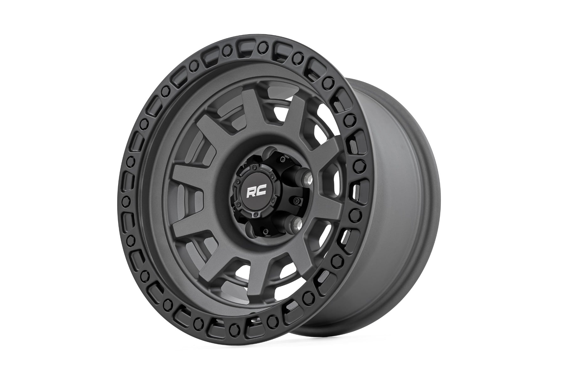 Rough Country 85 Series Wheel One-Piece Gunmetal Gray/Black 15x8 5x4.5 -19mm