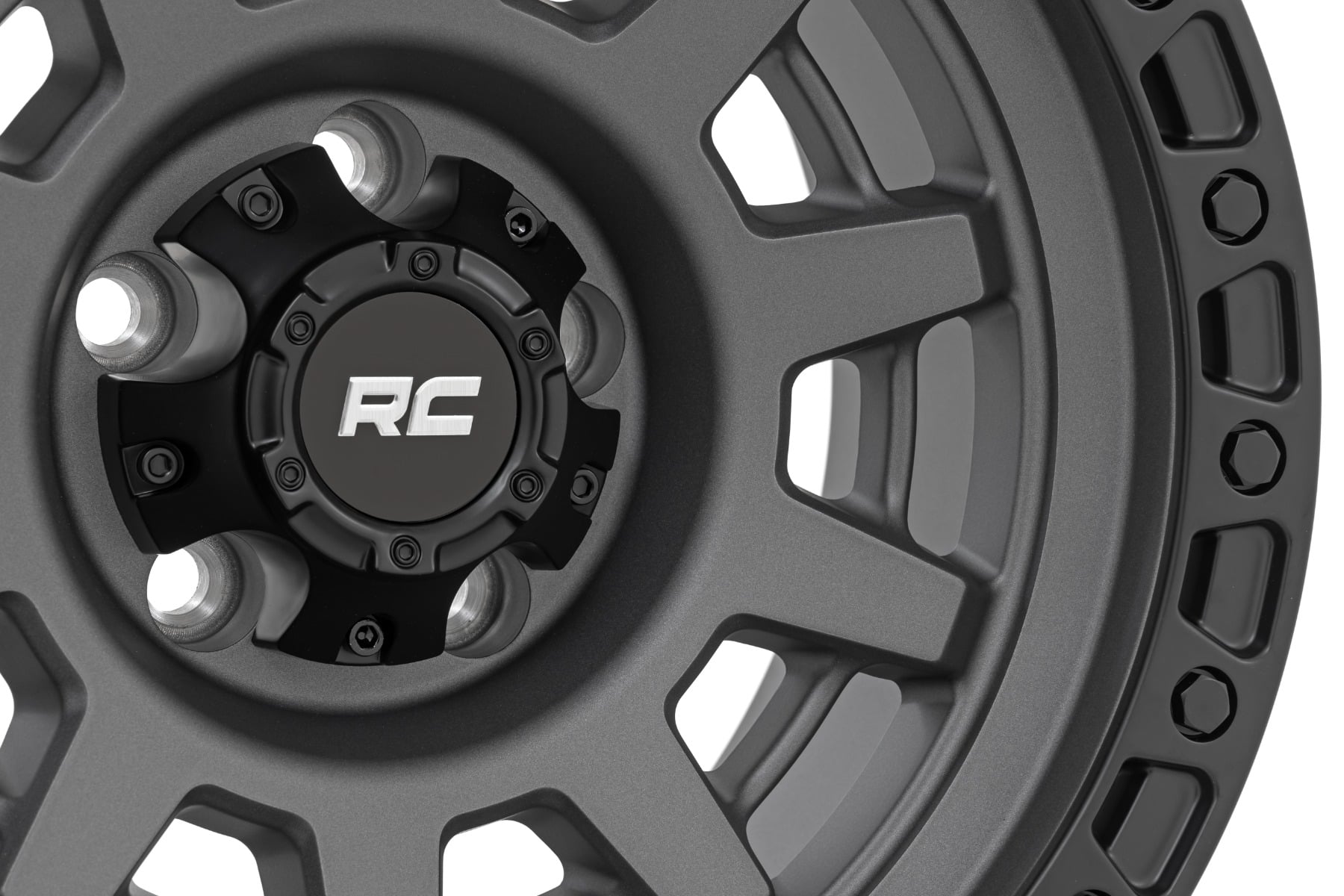 Rough Country 85 Series Wheel One-Piece Gunmetal Gray/Black 15x8 5x4.5 -19mm