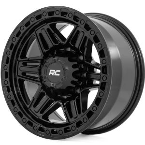 Rough Country 76 Series Wheel Simulated Beadlock Gloss Black 17x9 6x5.5 -12mm