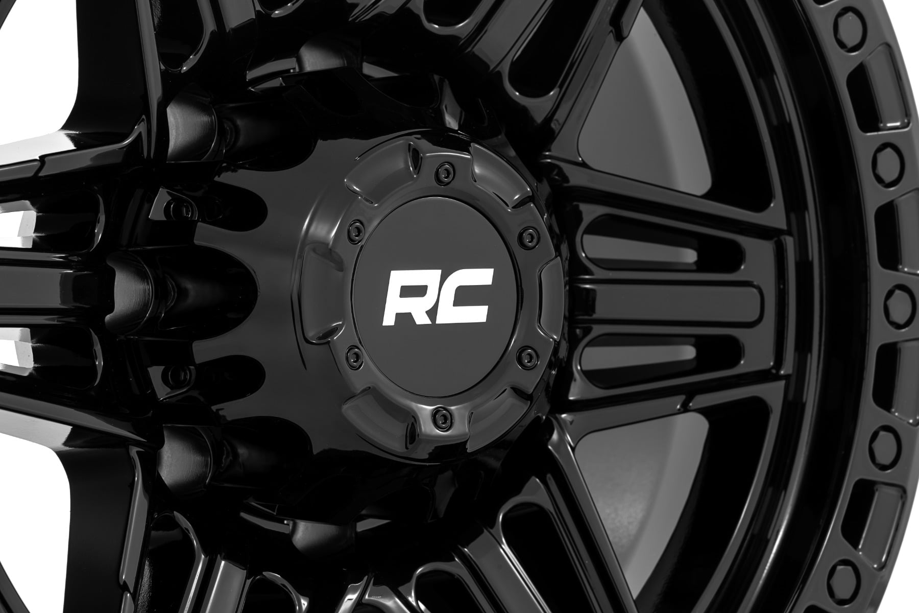 Rough Country 76 Series Wheel Simulated Beadlock Gloss Black 17x9 5x5 -12mm