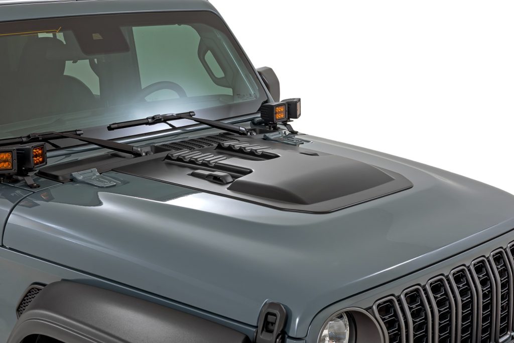 Rough Country Hood Scoop PDN Sting Gray Jeep Gladiator JT/Wrangler JL 4WD (2018-2026)