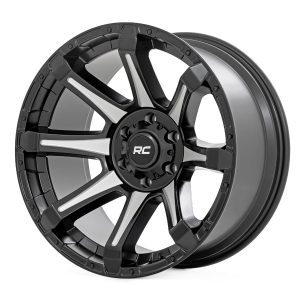 Rough Country 81 Series Wheel One-Piece Semi Gloss Black w/machined spokes 20x9 5x5.5 0mm