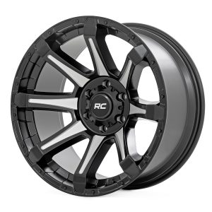 Rough Country 81 Series Wheel One-Piece Semi Gloss Black w/machined spokes 20x9 5x150 +18m