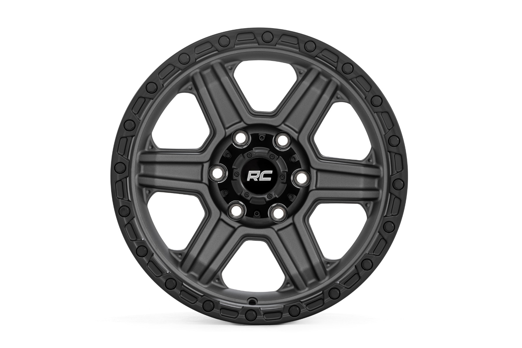 Rough Country 79 Series Wheel One-Piece Gunmetal Gray w/Black Ring 17x8.5 6x5.5 0mm