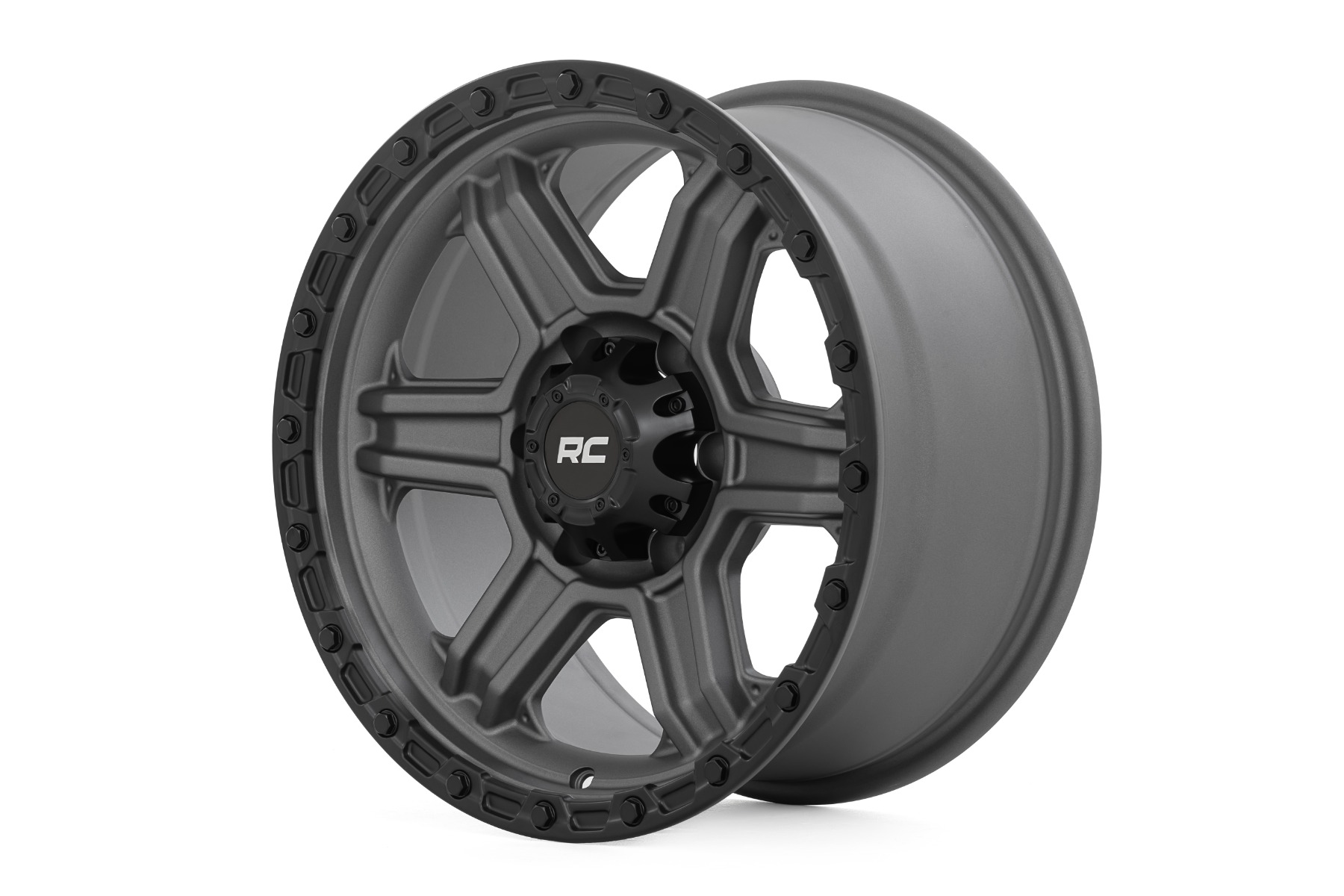 Rough Country 79 Series Wheel One-Piece Gunmetal Gray w/Black Ring 17x8.5 6x5.5 0mm