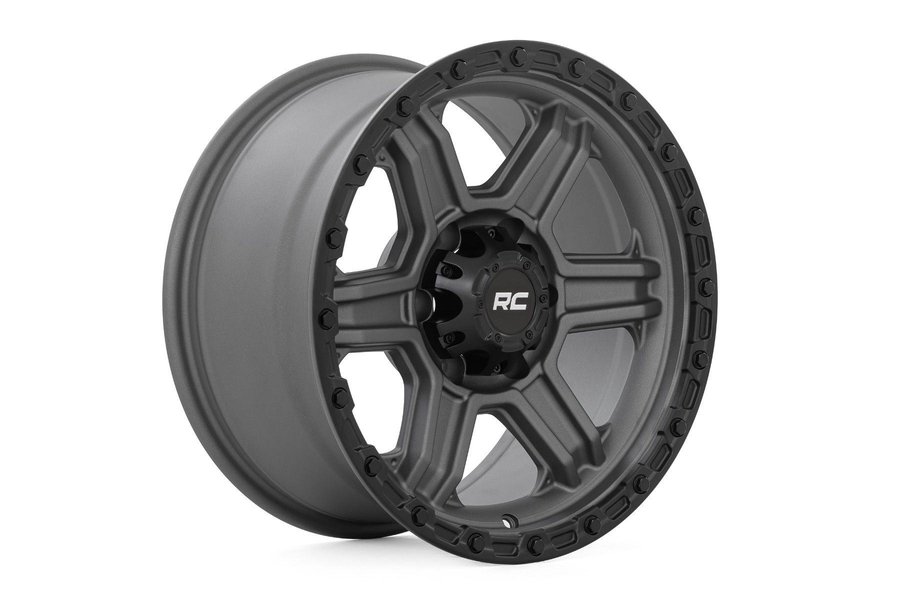 Rough Country 79 Series Wheel One-Piece Gunmetal Gray w/Black Ring 17x8.5 6x5.5 0mm