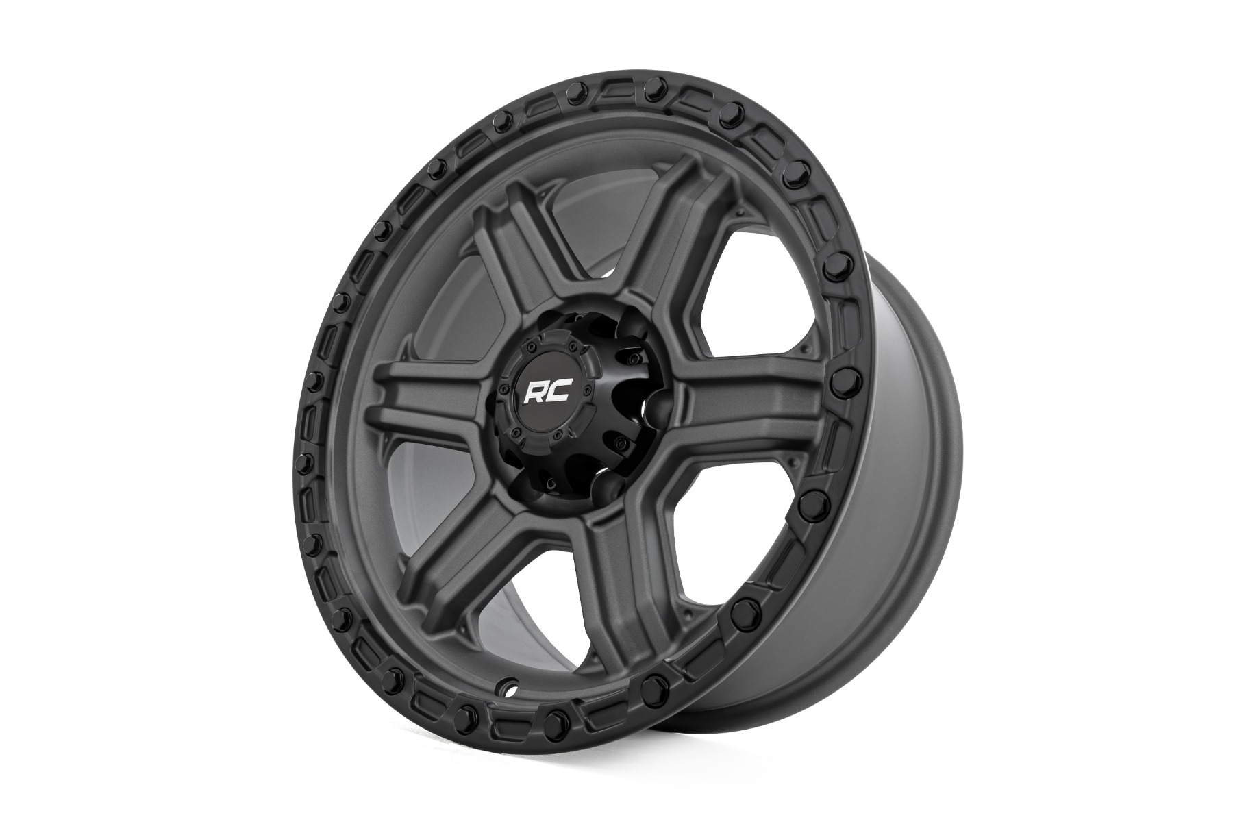 Rough Country 79 Series Wheel One-Piece Gunmetal Gray w/Black Ring 17x8.5 6x5.5 0mm