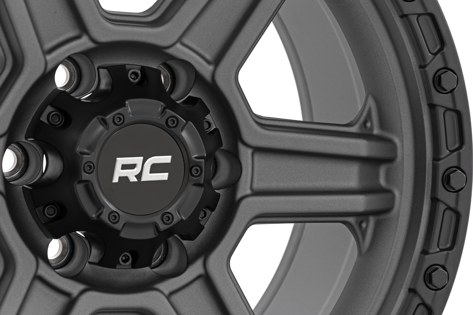 Rough Country 79 Series Wheel One-Piece Gunmetal Gray w/Black Ring 17x8.5 6x5.5 0mm