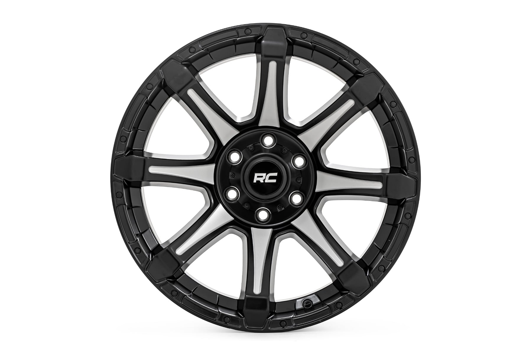 Rough Country 81 Series Wheel One-Piece Semi Gloss Black w/machined spokes 20x9 5x5.5 0mm