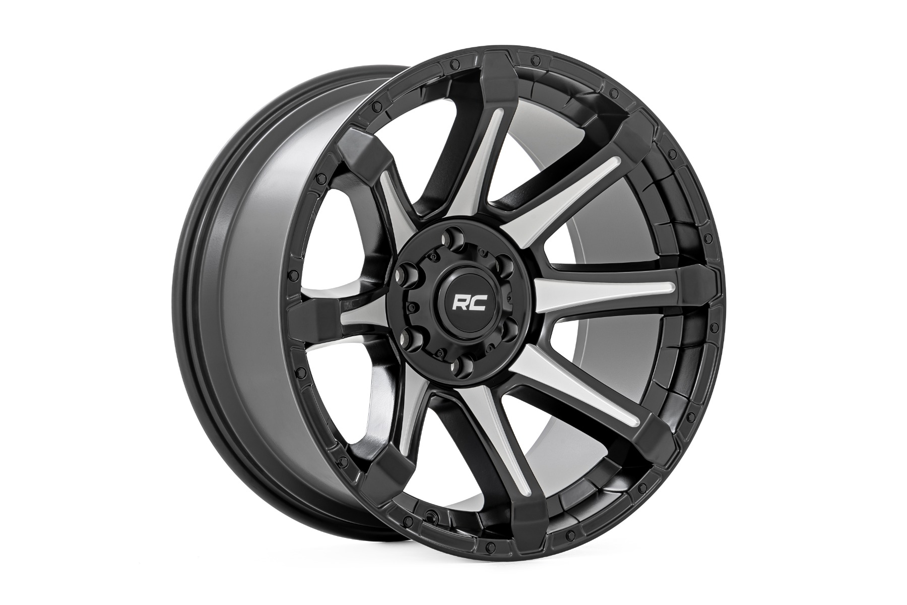 Rough Country 81 Series Wheel One-Piece Semi Gloss Black w/machined spokes 20x9 5x150 +18m