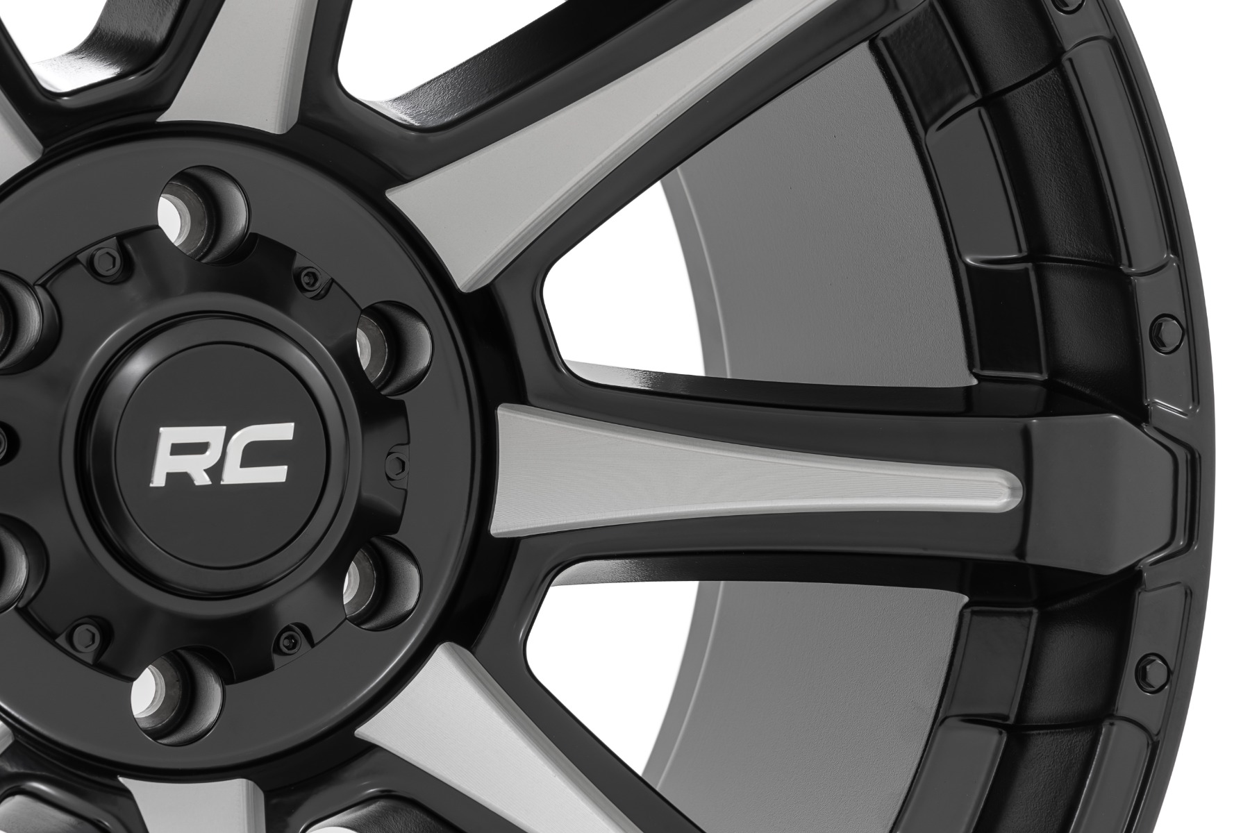 Rough Country 81 Series Wheel One-Piece Semi Gloss Black w/machined spokes 20x9 5x5.5 0mm
