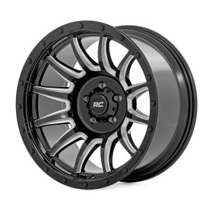 Rough Country 90 Series Wheel One-Piece Gloss Black w/machined spokes 18x9 6x5.5 -12mm