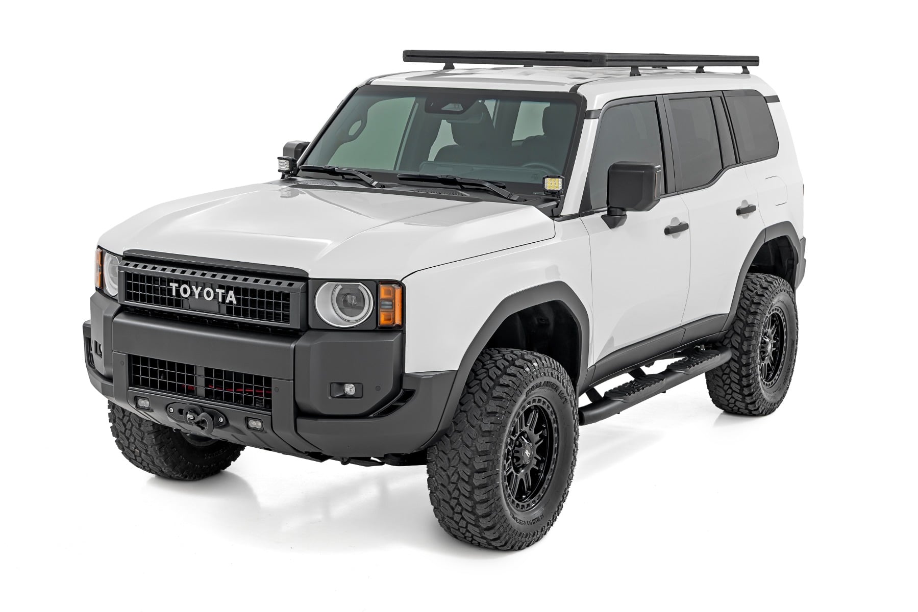 Rough Country Oval Nerf Steps Black Toyota Land Cruiser 4WD (2024-2026)
