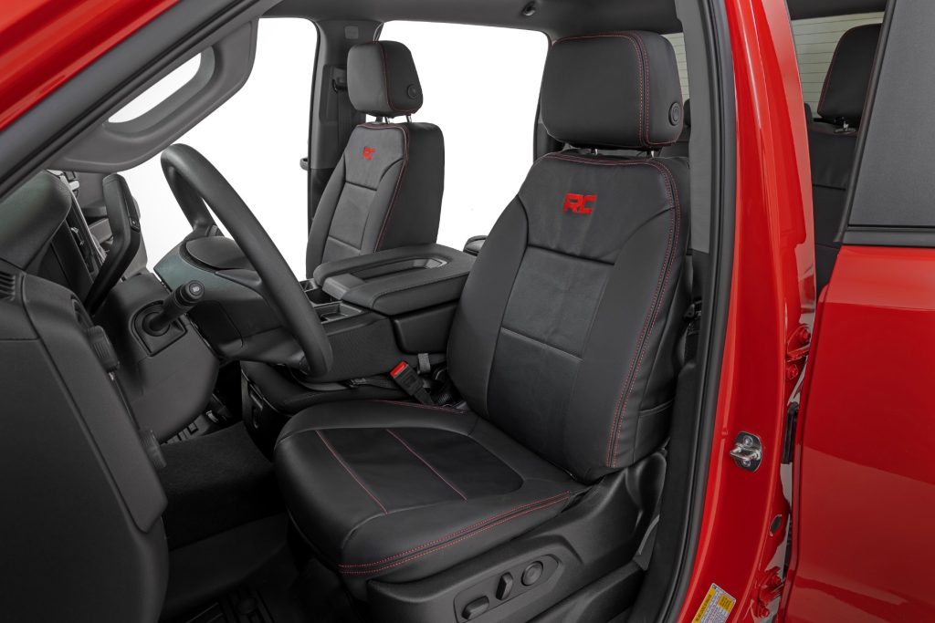 Rough Country Leather Seat Covers FR Bucket RR 60/40 Chevy/GMC Sierra 1500 (19-26)/Silverado 1500 (19-26)