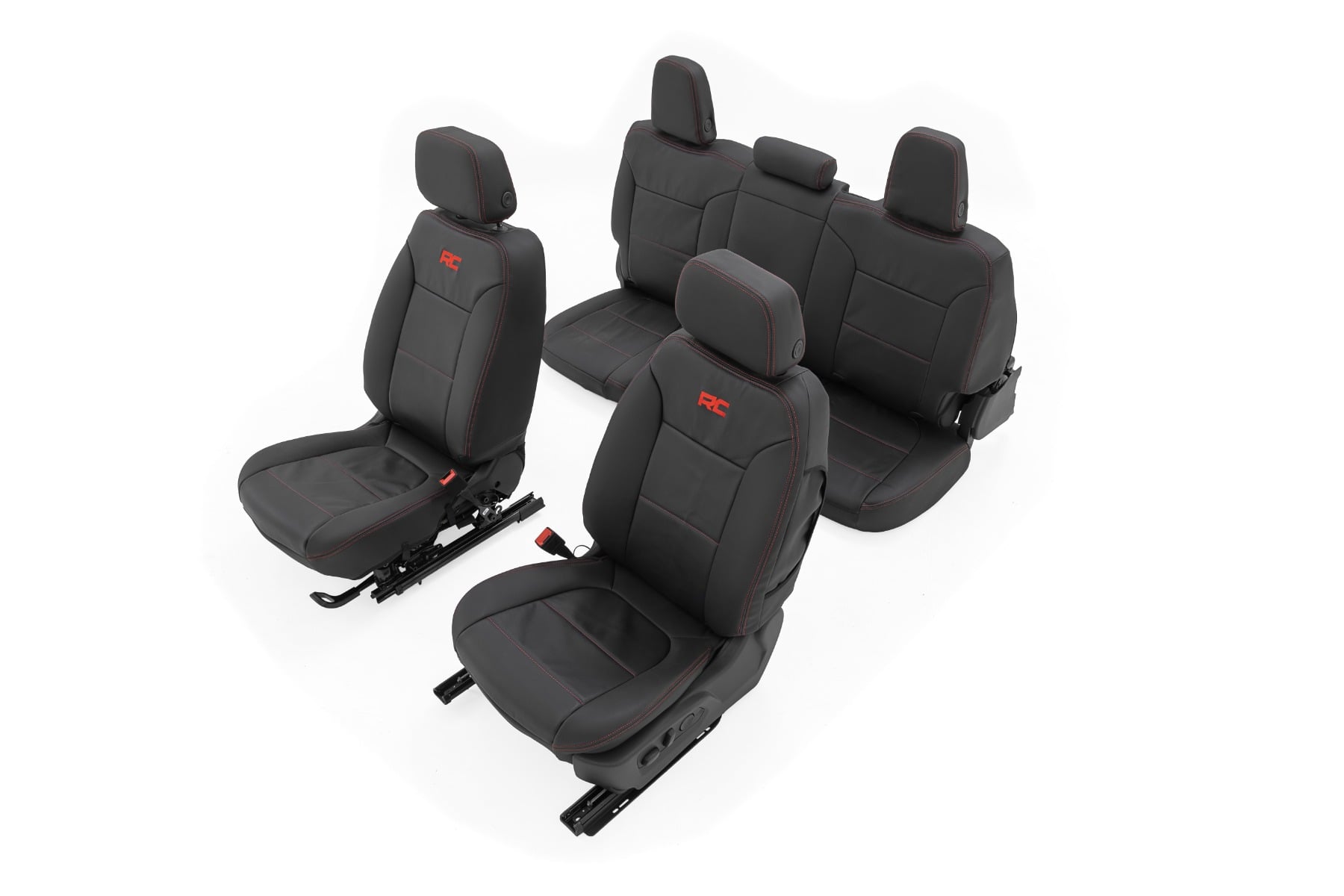 Rough Country Leather Seat Covers FR Bucket RR 60/40 Chevy/GMC Sierra 1500 (19-26)/Silverado 1500 (19-26)