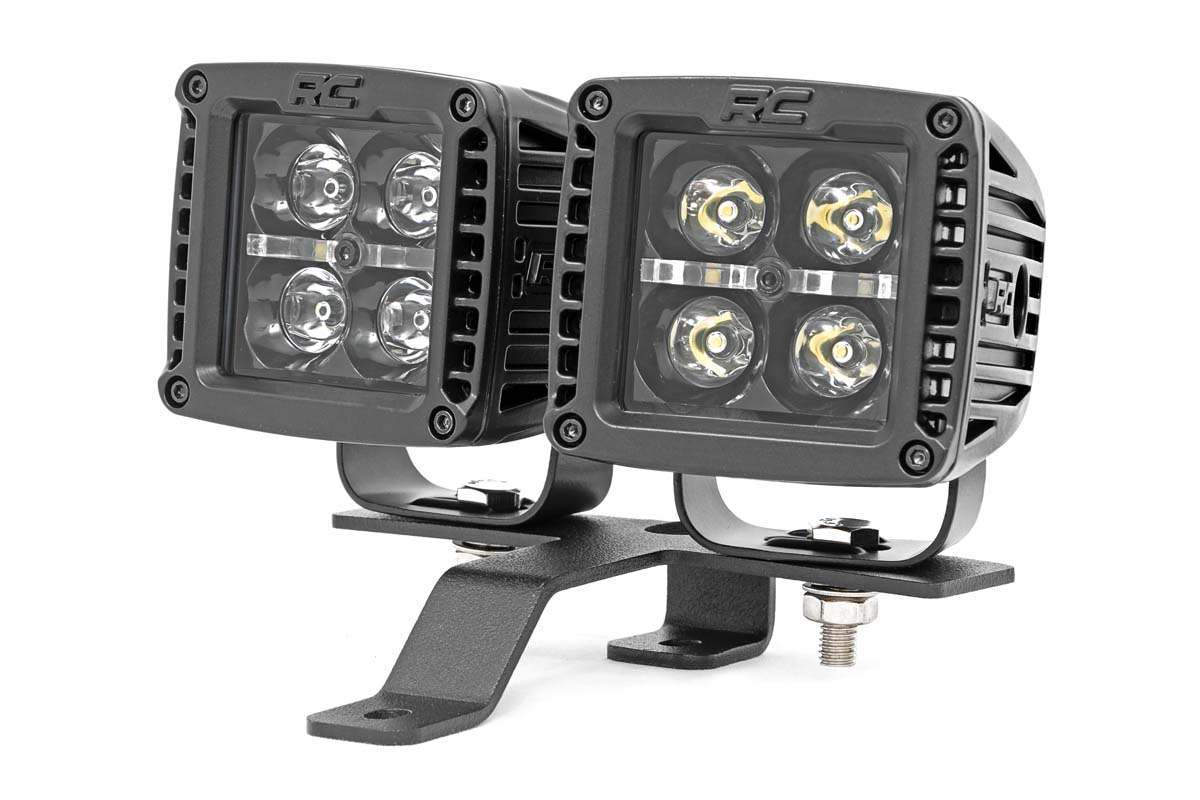 Rough Country LED Light Kit Quad Cowl Mount 2β³ Black Amber DRL Jeep Gladiator JT/Wrangler JL (18-26)