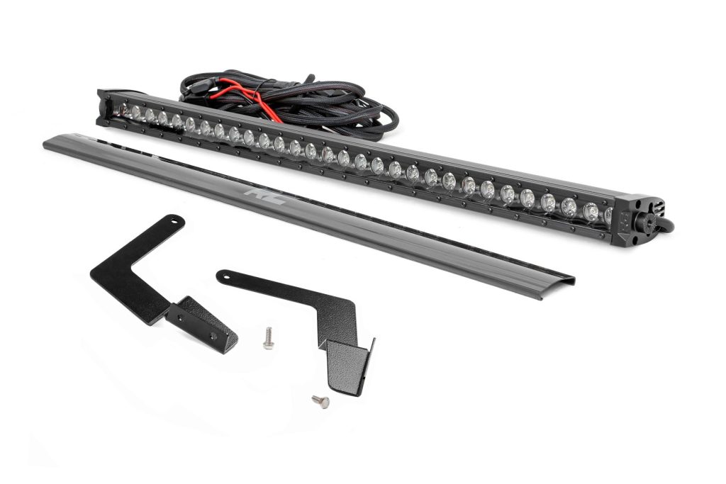 Rough Country LED Light Kit Lower Grille Mount 30β³ Black Single Row White DRL Toyota Tacoma (16-23)
