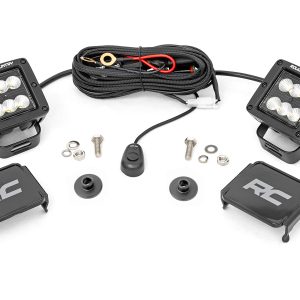 Rough Country LED Light Kit Ditch Mount 2β³ Black Pair Flood Pattern Ford Bronco (21-26)