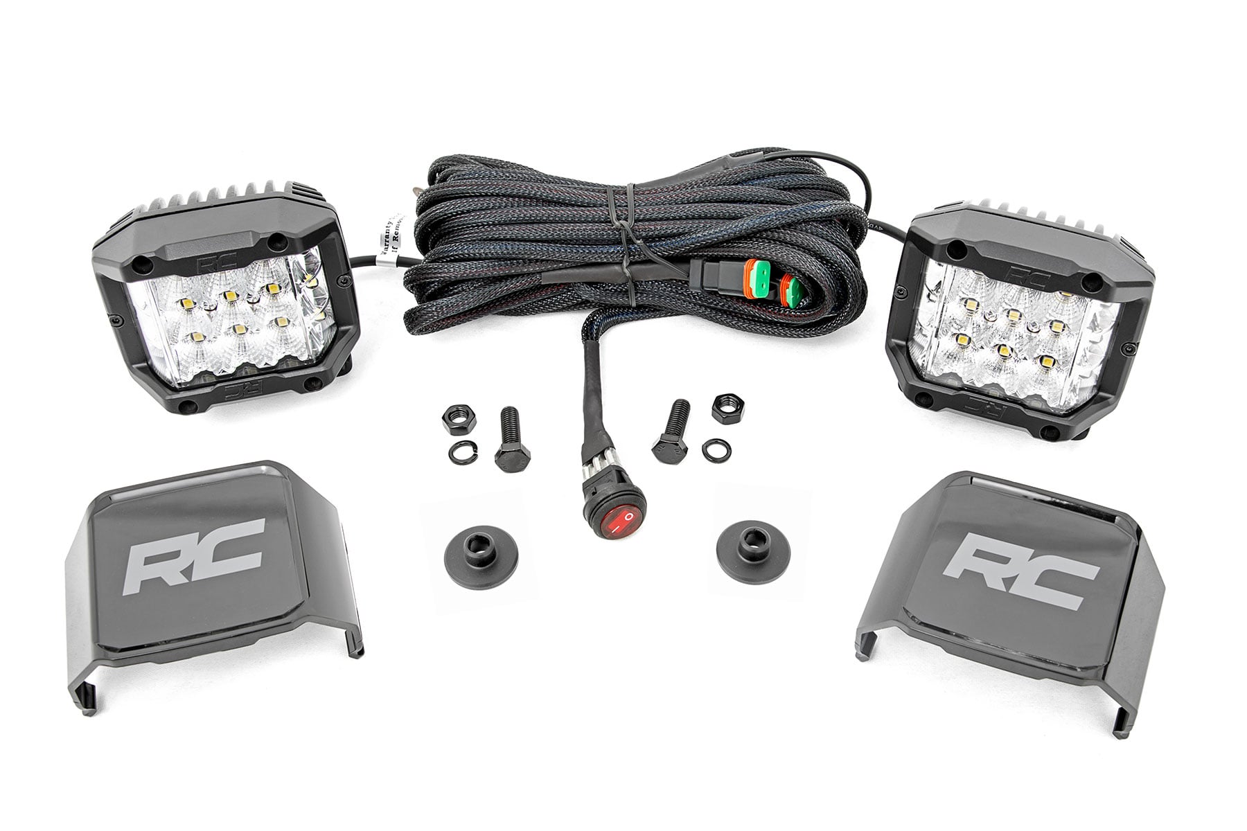 Rough Country LED Light Kit Ditch Mount 2″ Chrome Pair Wide Ford Bronco 4WD (21-26)