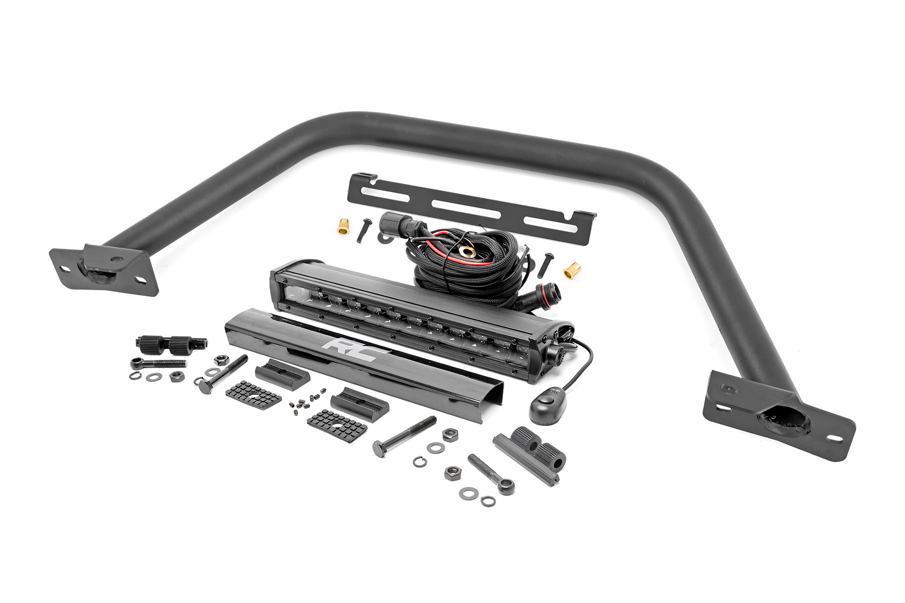 Rough Country Safari Bar 12β³ LED Light Bar Black Single Row OE Modular Steel Ford Bronco (21-26)