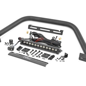 Rough Country Safari Bar 12β³ LED Light Bar Black DRL Single Row OE Modular Steel Ford Bronco (21-26)