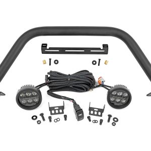 Rough Country Safari Bar 3.5β³ Round LED (Pair) Black Amber DRL OE Modular Steel Ford Bronco (21-26)