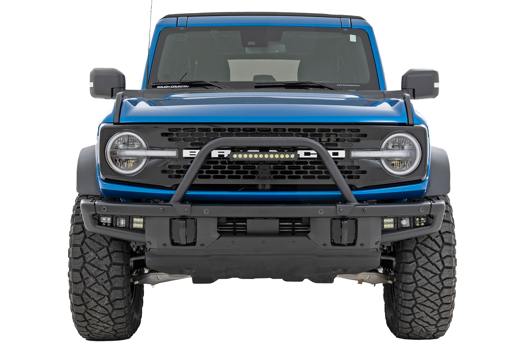Rough Country Safari Bar 12″ LED Light Bar Black Single Row OE Modular Steel Ford Bronco (21-26)