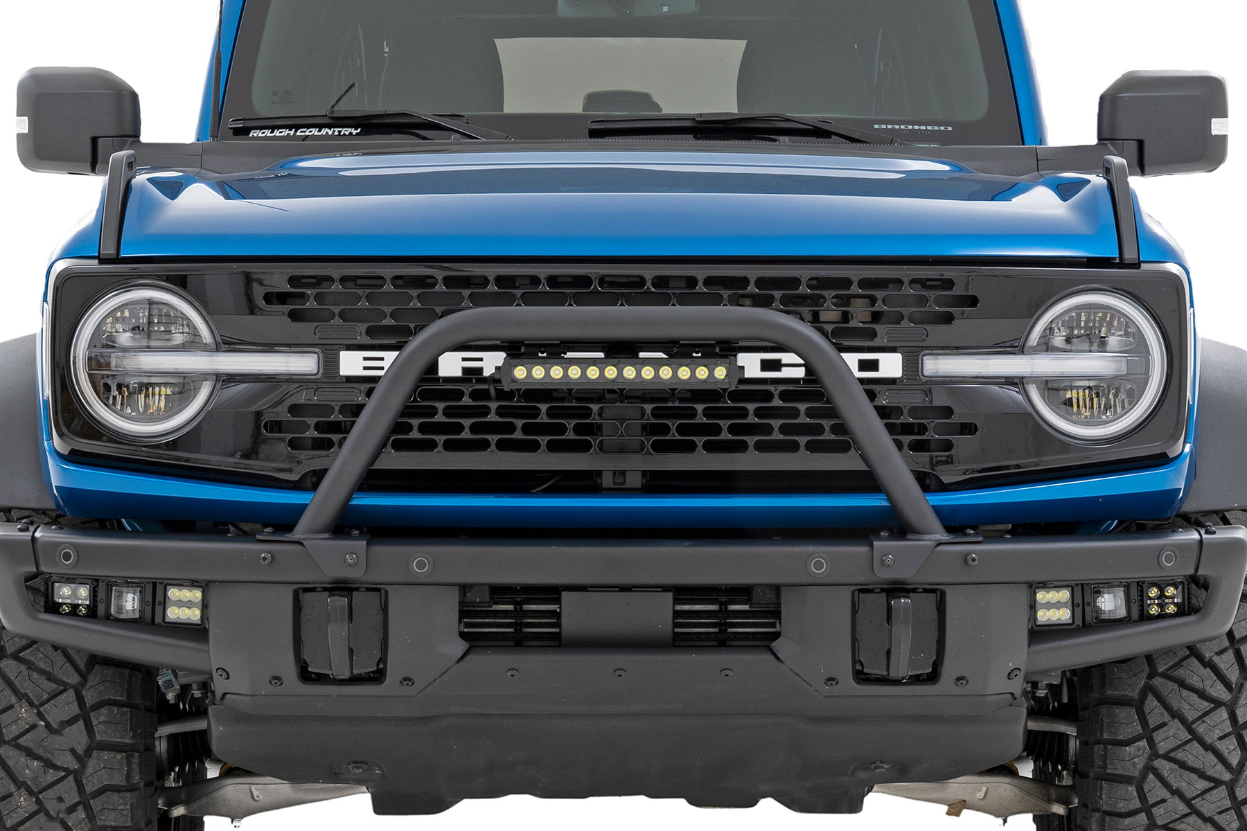 Rough Country Safari Bar 12″ LED Light Bar Black Single Row OE Modular Steel Ford Bronco (21-26)