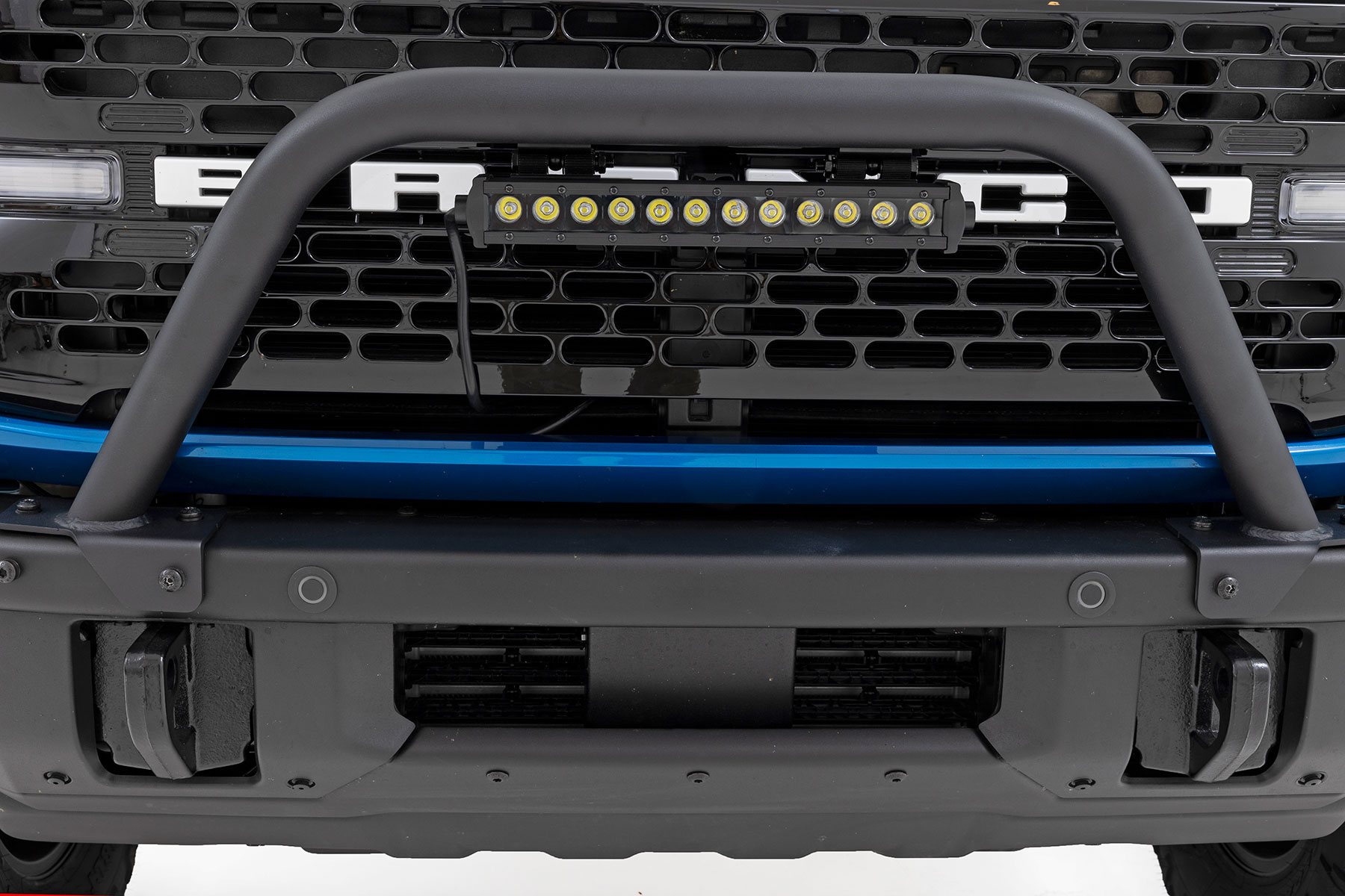 Rough Country Safari Bar 12″ LED Light Bar Black Single Row OE Modular Steel Ford Bronco (21-26)