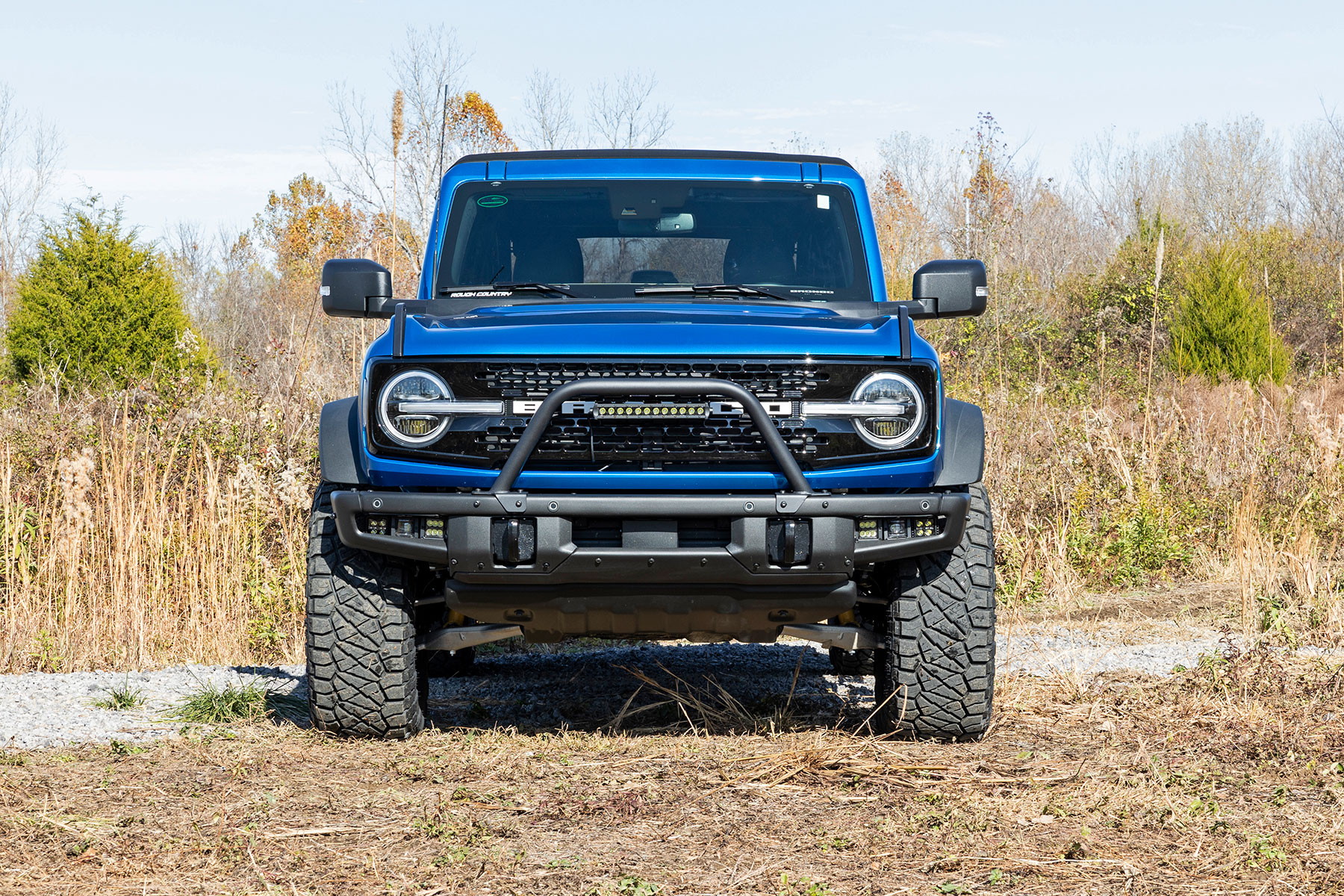 Rough Country Safari Bar 12″ LED Light Bar Black Single Row OE Modular Steel Ford Bronco (21-26)