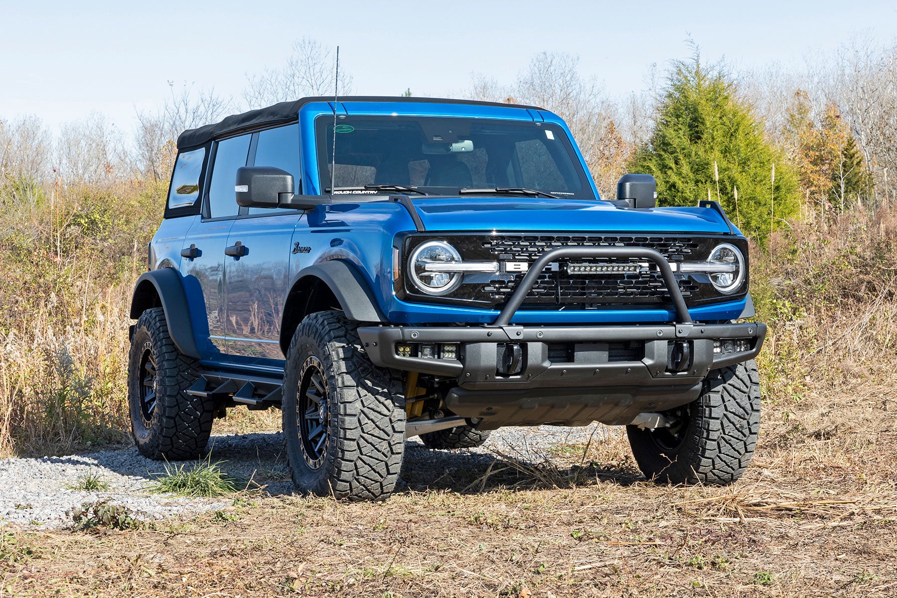 Rough Country Safari Bar 12″ LED Light Bar Black Single Row OE Modular Steel Ford Bronco (21-26)