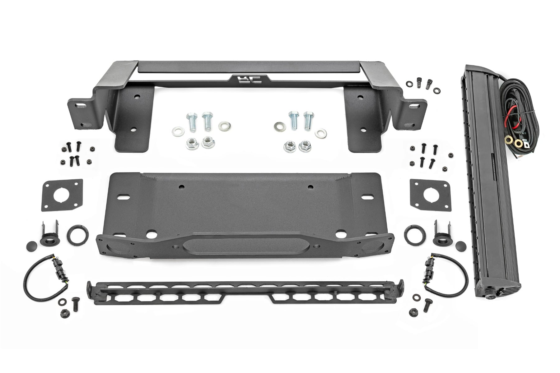 Rough Country High Winch Mount All Models 20 Inch Black Single Row LED Ford Bronco (21-26)