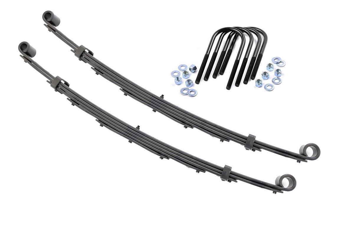 Rough Country Front Leaf Springs 4″ Lift Pair Chevy/GMC C10/K10 C15/K15 Truck/Half-Ton Suburban (69-72)