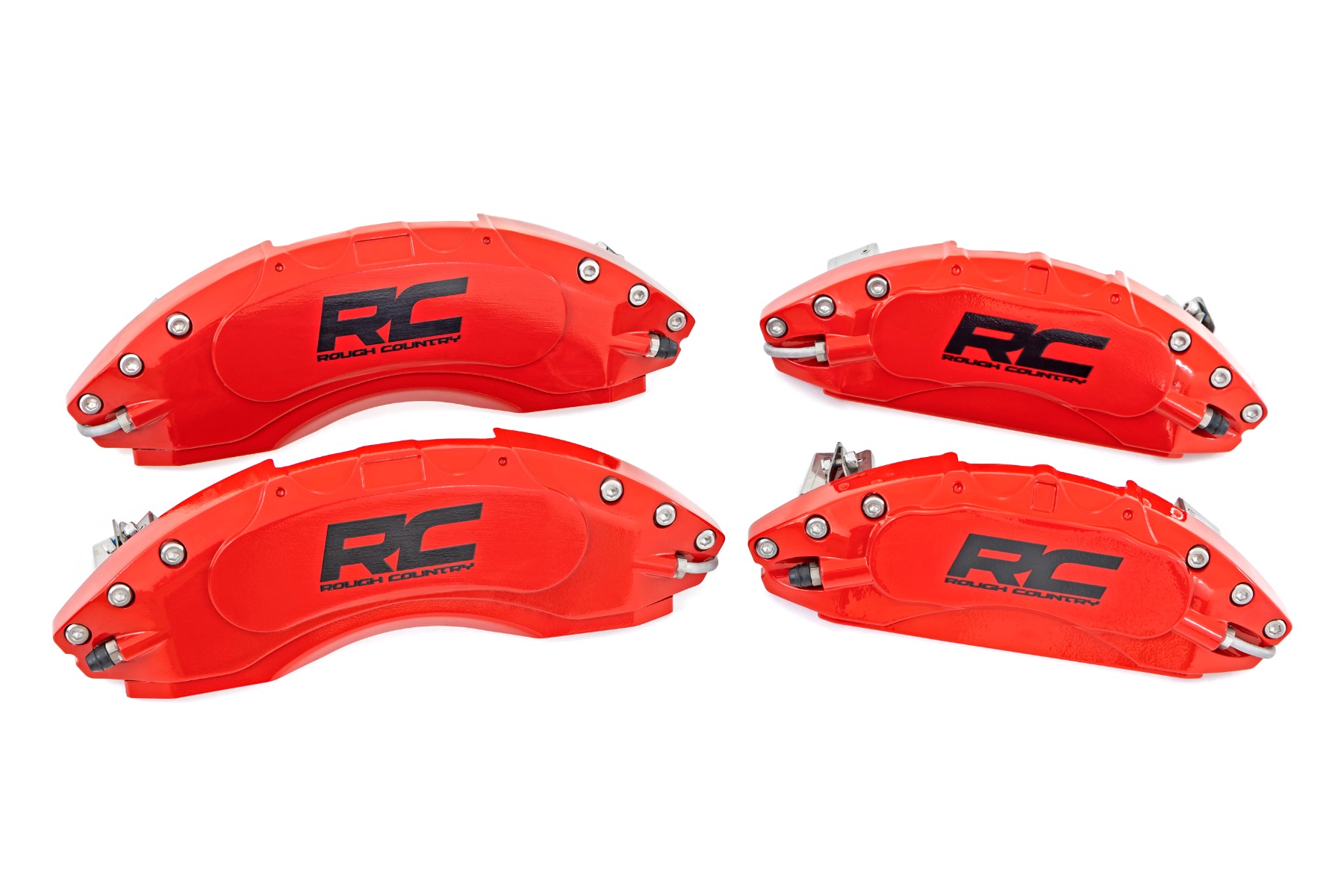 Rough Country Caliper Covers Front and Rear Red Sport Jeep Gladiator JT/Wrangler JL (18-26)