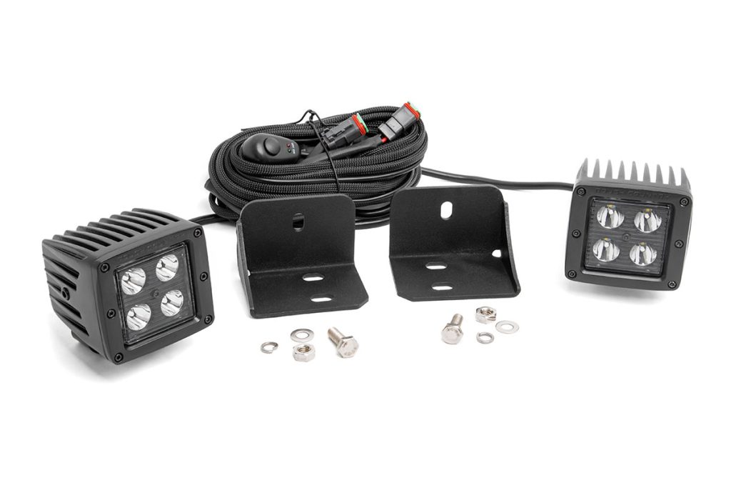 Rough Country LED Light Cab Mount 2″ Black Pair Flood Can-Am Defender HD 5/HD 8/HD 9/HD 10