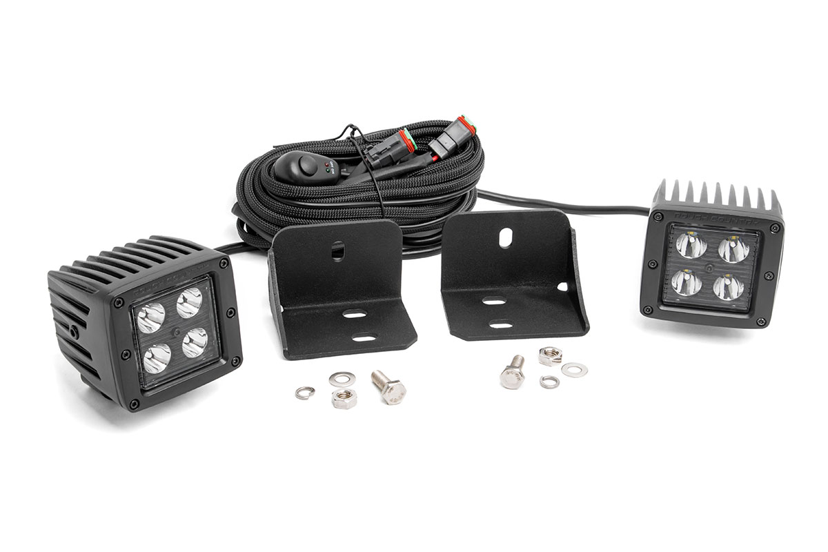 Rough Country LED Light Cab Mount 2β³ Black Pair Flood Can-Am Defender HD 5/HD 8/HD 9/HD 10